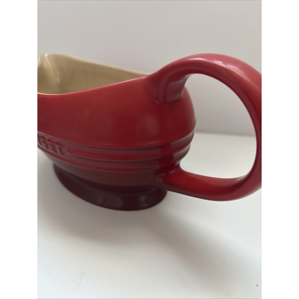 Le Creuset Red Stoneware Gravy Boat With Matching Underplate 07.28 - Picture 6 of 8